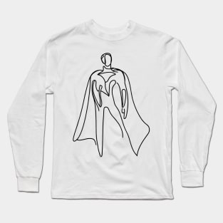 Minimalist line art Superhero Silhouette | Character 5 Long Sleeve T-Shirt